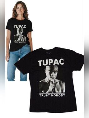 2Pac Trust Nobody Graphic Tee Black Short Sleeve Rap Tee Size Medium